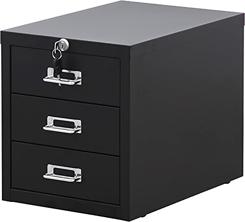 ●美品●黒スチールキャビネット 鍵付 3段 A4対応 デスクワゴン オフィス収納 Amazon.co.jp: デスクキャビネット スチール 卓上 A4 3段 鍵付き